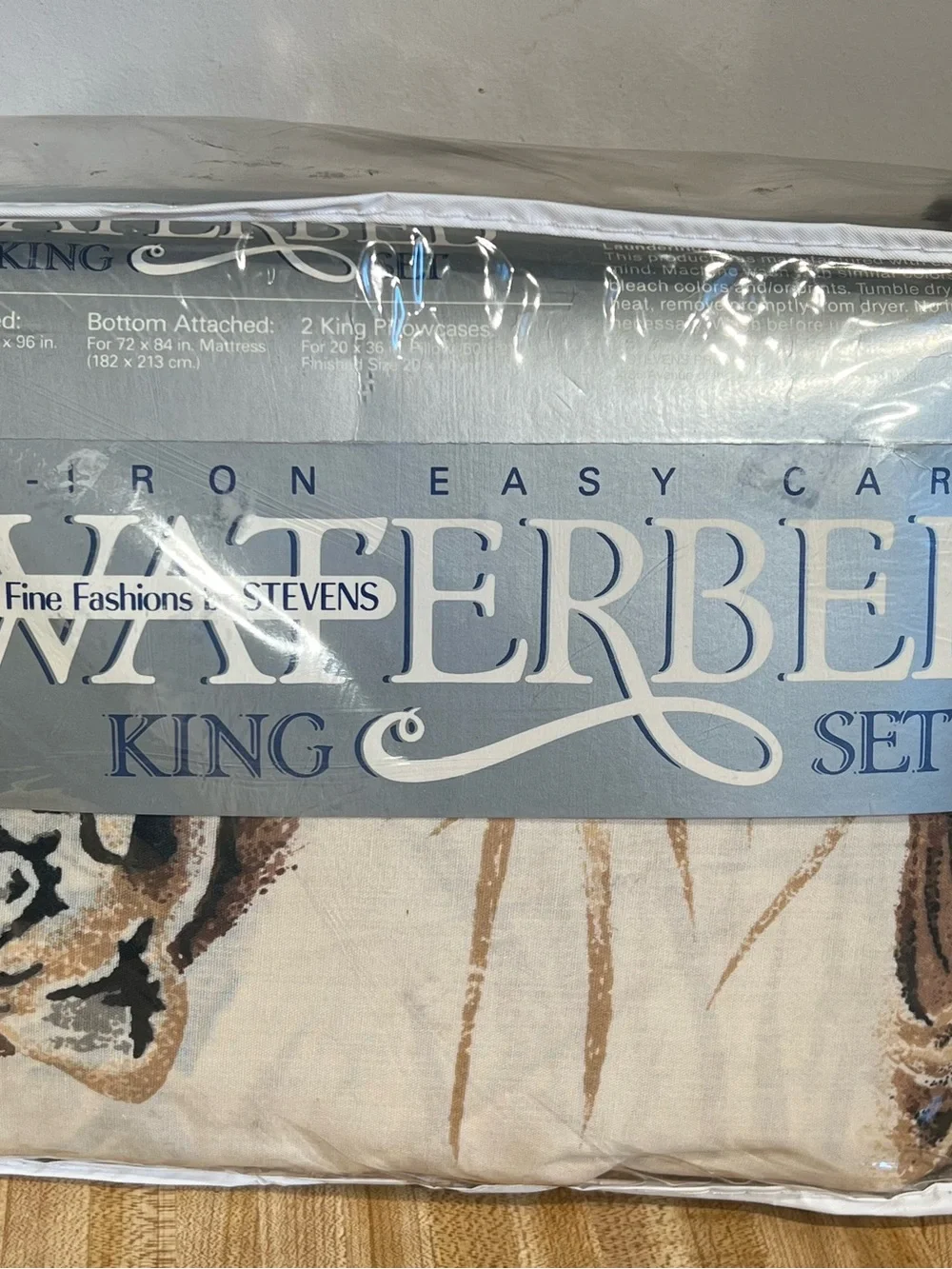Vintage Stevens KING Size Waterbed Sheet Set Jungle Mirage Brown NEW